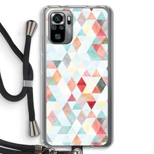 CaseCompany Gekleurde driehoekjes pastel: Xiaomi Redmi Note 10S Transparant Hoesje met koord