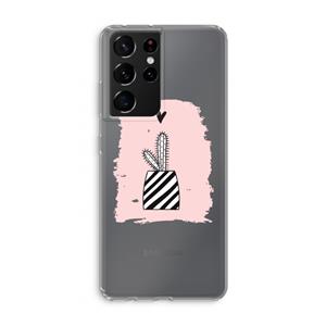 CaseCompany Zwart-wit cactus: Samsung Galaxy S21 Ultra Transparant Hoesje