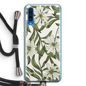 CaseCompany Wit bloemenpatroon: Samsung Galaxy A50 Transparant Hoesje met koord