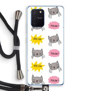 CaseCompany Meow: Samsung Galaxy Note 10 Lite Transparant Hoesje met koord