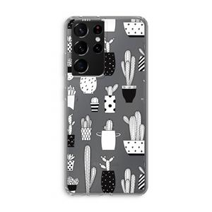 CaseCompany Cactusmotief: Samsung Galaxy S21 Ultra Transparant Hoesje