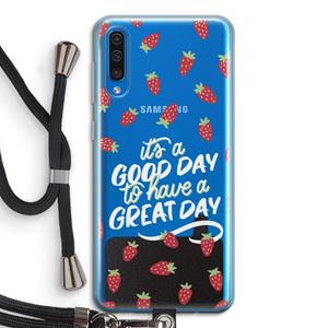 CaseCompany Don't forget to have a great day: Samsung Galaxy A50 Transparant Hoesje met koord