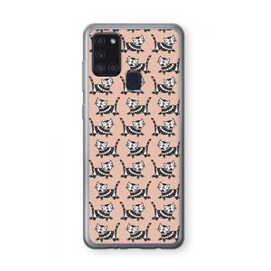 CaseCompany Zwarte poes: Samsung Galaxy A21s Transparant Hoesje