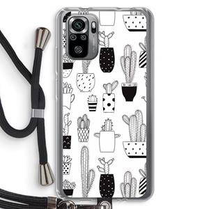 CaseCompany Cactusmotief: Xiaomi Redmi Note 10S Transparant Hoesje met koord