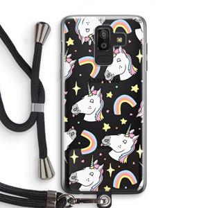 CaseCompany Rainbow Unicorn: Samsung Galaxy J8 (2018) Transparant Hoesje met koord