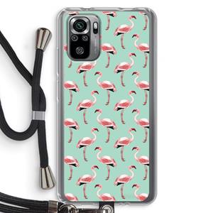 CaseCompany Flamingoprint groen: Xiaomi Redmi Note 10S Transparant Hoesje met koord