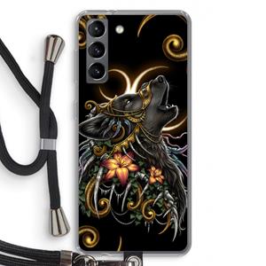CaseCompany Huilende Wolf: Samsung Galaxy S21 Transparant Hoesje met koord