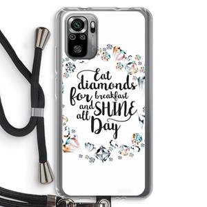 CaseCompany Diamonds: Xiaomi Redmi Note 10S Transparant Hoesje met koord