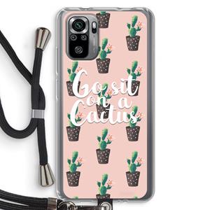 CaseCompany Cactus quote: Xiaomi Redmi Note 10S Transparant Hoesje met koord