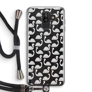 CaseCompany Zwanen: Samsung Galaxy J8 (2018) Transparant Hoesje met koord