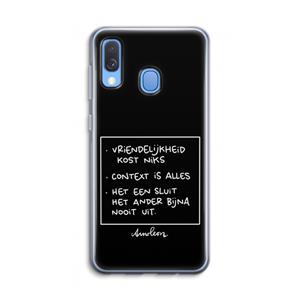 CaseCompany Mijn Motto's: Samsung Galaxy A40 Transparant Hoesje