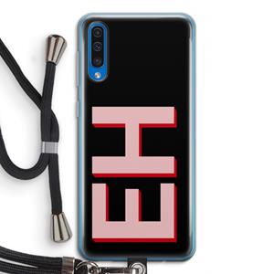CaseCompany Monogram: Samsung Galaxy A50 Transparant Hoesje met koord