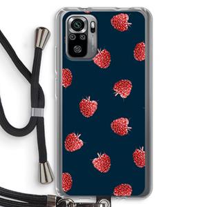 CaseCompany Framboosjes: Xiaomi Redmi Note 10S Transparant Hoesje met koord