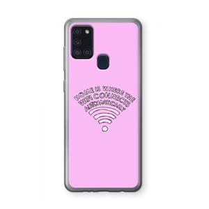 CaseCompany Home Is Where The Wifi Is: Samsung Galaxy A21s Transparant Hoesje