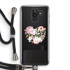 CaseCompany GRL PWR Flower: Samsung Galaxy J8 (2018) Transparant Hoesje met koord
