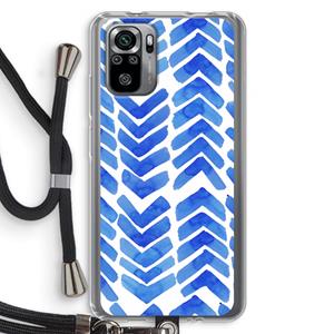 CaseCompany Blauwe pijlen: Xiaomi Redmi Note 10S Transparant Hoesje met koord