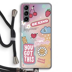 CaseCompany Positivity: Samsung Galaxy S21 Transparant Hoesje met koord