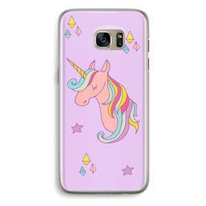 CaseCompany Roze eenhoorn: Samsung Galaxy S7 Edge Transparant Hoesje