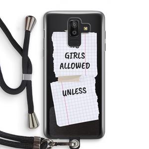 CaseCompany No Girls Allowed Unless: Samsung Galaxy J8 (2018) Transparant Hoesje met koord