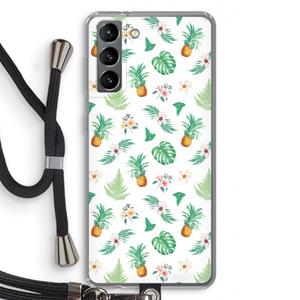 CaseCompany Ananas bladeren: Samsung Galaxy S21 Transparant Hoesje met koord