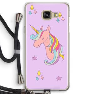 CaseCompany Roze eenhoorn: Samsung Galaxy A5 (2016) Transparant Hoesje met koord