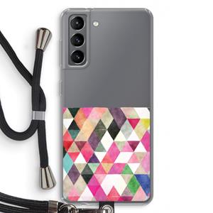 CaseCompany Gekleurde driehoekjes: Samsung Galaxy S21 Transparant Hoesje met koord