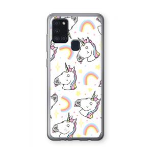 CaseCompany Rainbow Unicorn: Samsung Galaxy A21s Transparant Hoesje