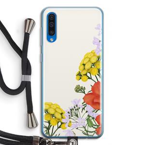 CaseCompany Wilde bloemen: Samsung Galaxy A50 Transparant Hoesje met koord