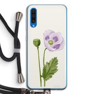 CaseCompany Purple poppy: Samsung Galaxy A50 Transparant Hoesje met koord