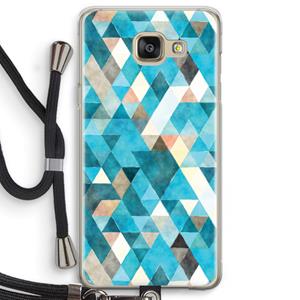 CaseCompany Gekleurde driehoekjes blauw: Samsung Galaxy A5 (2016) Transparant Hoesje met koord