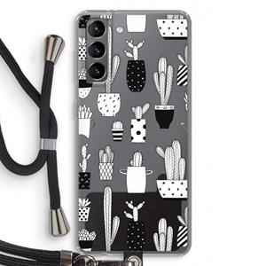 CaseCompany Cactusmotief: Samsung Galaxy S21 Transparant Hoesje met koord