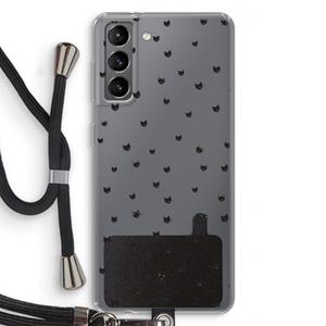 CaseCompany Kleine kattenkopjes: Samsung Galaxy S21 Transparant Hoesje met koord
