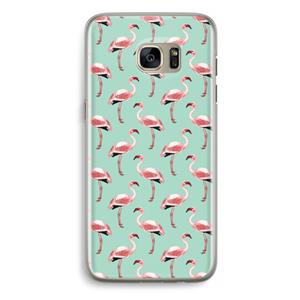 CaseCompany Flamingoprint groen: Samsung Galaxy S7 Edge Transparant Hoesje