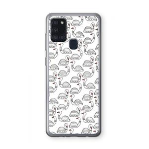 CaseCompany Zwanen: Samsung Galaxy A21s Transparant Hoesje
