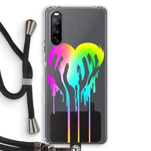 CaseCompany Hold My Heart: Sony Sony Xperia 10 III Transparant Hoesje met koord