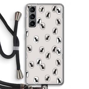 CaseCompany Miauw: Samsung Galaxy S21 Transparant Hoesje met koord