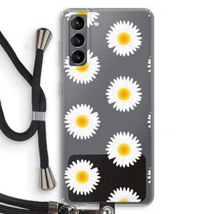 CaseCompany Margrietjes: Samsung Galaxy S21 Transparant Hoesje met koord