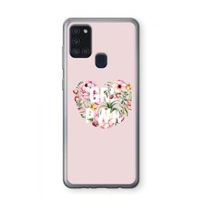 CaseCompany GRL PWR Flower: Samsung Galaxy A21s Transparant Hoesje
