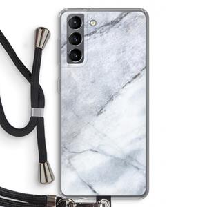 CaseCompany Witte marmer: Samsung Galaxy S21 Transparant Hoesje met koord