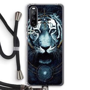 CaseCompany Darkness Tiger: Sony Sony Xperia 10 III Transparant Hoesje met koord