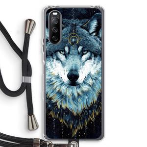 CaseCompany Darkness Wolf: Sony Sony Xperia 10 III Transparant Hoesje met koord