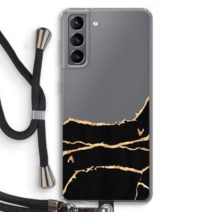 CaseCompany Gouden marmer: Samsung Galaxy S21 Transparant Hoesje met koord