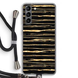 CaseCompany Gouden strepen: Samsung Galaxy S21 Transparant Hoesje met koord