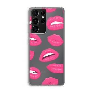 CaseCompany Bite my lip: Samsung Galaxy S21 Ultra Transparant Hoesje