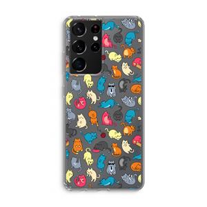 CaseCompany Kleurrijke katten: Samsung Galaxy S21 Ultra Transparant Hoesje
