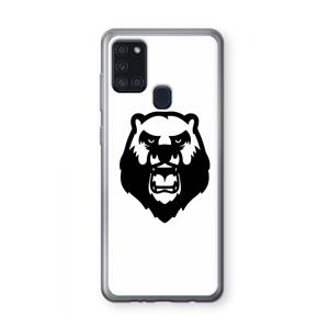 CaseCompany Angry Bear (white): Samsung Galaxy A21s Transparant Hoesje