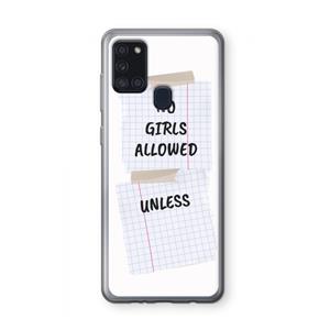 CaseCompany No Girls Allowed Unless: Samsung Galaxy A21s Transparant Hoesje