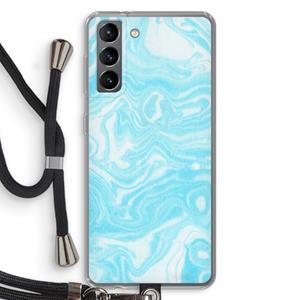 CaseCompany Waterverf blauw: Samsung Galaxy S21 Transparant Hoesje met koord