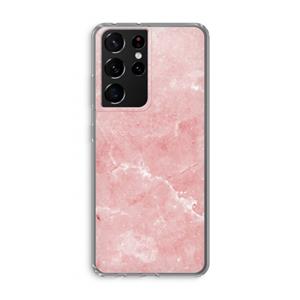 CaseCompany Roze marmer: Samsung Galaxy S21 Ultra Transparant Hoesje