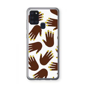 CaseCompany Hands dark: Samsung Galaxy A21s Transparant Hoesje